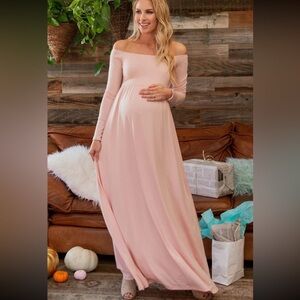 Pinkblush Soft Pink Long Sleeve Maternity Dress